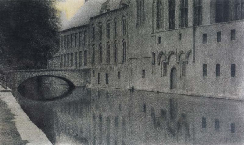 Fernand Khnopff memory of Flanders A canal oil painting image